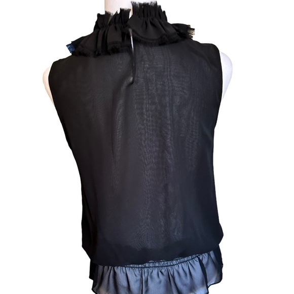 Kenneth Cole New York Black Ruffle Sleeveless Blouse Size 5P - Picture 7 of 17